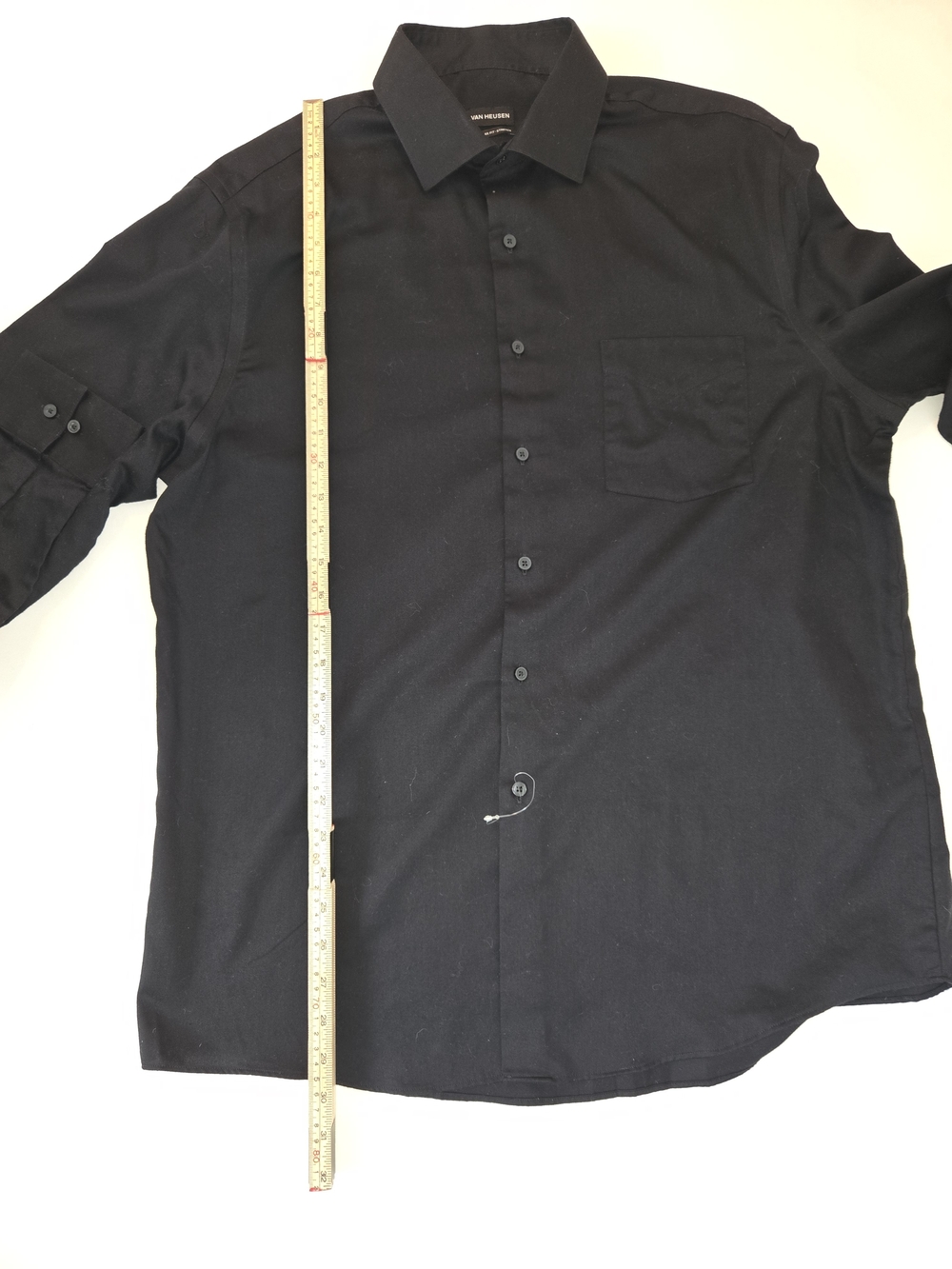 Van Heusen Men's Black Button Down Shirt With Point Collar Size Large - Picture 12 of 14